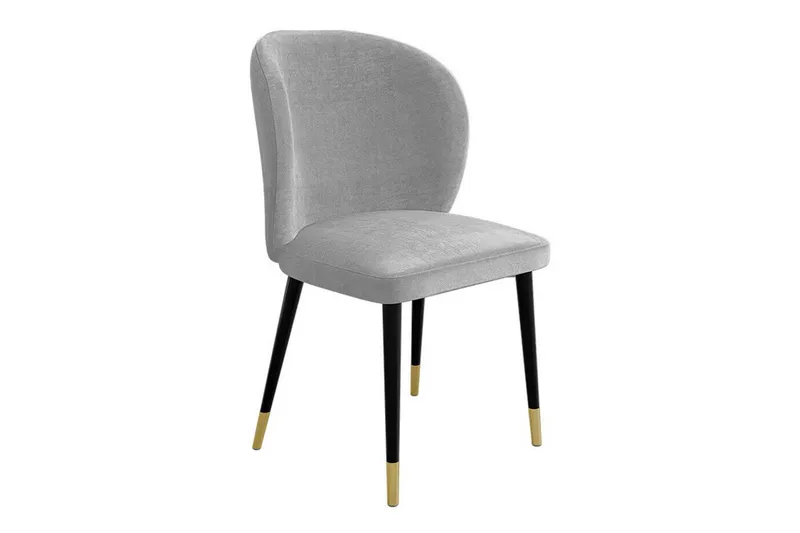 Glenarm Spisebordsstol i Fløjl med Metalfinish, Lysegrå