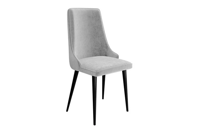 Glenarm Spisebordsstol i Fløjl med Metalfinish, Lysegrå
