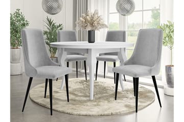 Glenarm Spisebordsstol i Fløjl med Metalfinish - Lysegrå - Møbler - Stole & lænestole - Spisebordsstole & køkkenstole