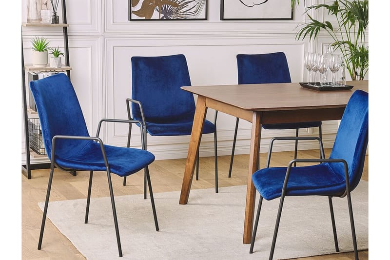 Jeffsy Spisebordsstol 2stk - Velour/Mørkeblå - Møbler - Stole & lænestole - Spisebordsstole & køkkenstole