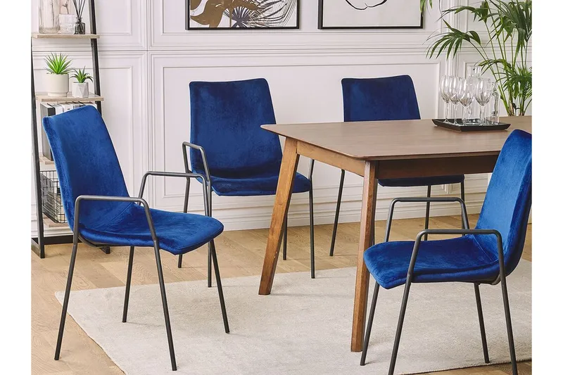 Jeffsy Spisebordsstol 2stk - Velour/Mørkeblå - Møbler - Stole & lænestole - Spisebordsstole & køkkenstole