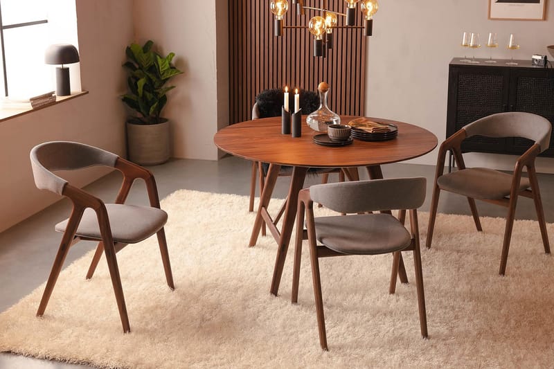 Jerup Spisebordstol Massiv Valnød - Brun - Spisebordsstole & køkkenstole