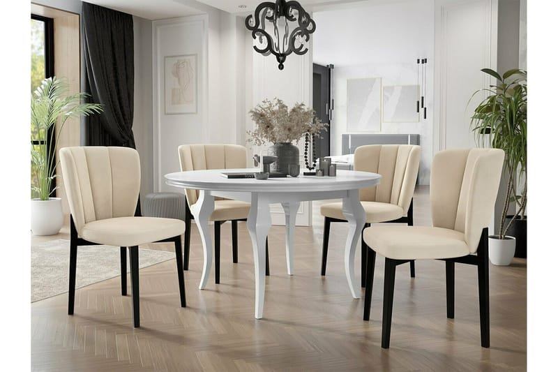 Kendale Spisebordsstol i Fløjl - Beige - Møbler - Stole & lænestole - Spisebordsstole & køkkenstole
