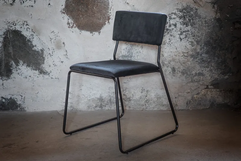 Kenth Spisebordsstol - Velour/Sort - Møbler - Stole & lænestole - Spisebordsstole & køkkenstole