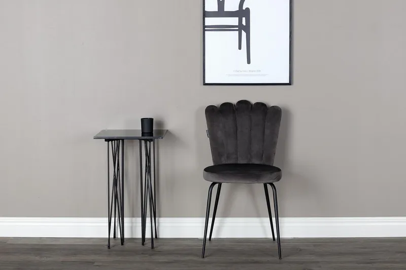 Limhamn Armstol Velour - Grå - Møbler - Stole & lænestole - Spisebordsstole & køkkenstole