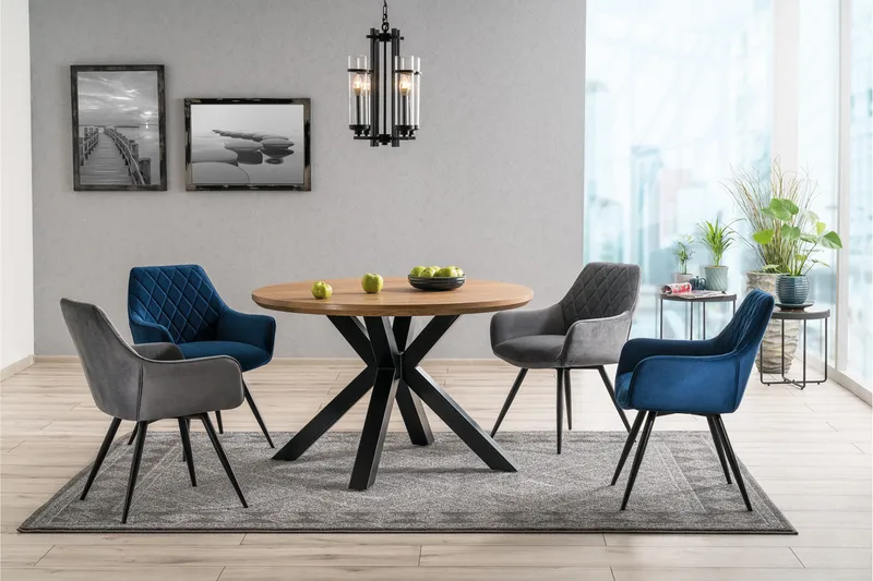 Linsea Armstol - Velour/Grå - Møbler - Stole & lænestole - Spisebordsstole & køkkenstole