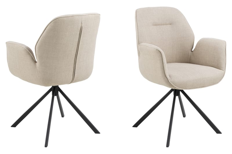 Lipie Spisebordsstol i Bouclé med Metalben, Lysebeige