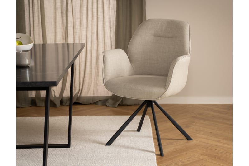 Lipie Spisebordsstol i Bouclé med Metalben - Lysebeige - Møbler - Stole & lænestole - Spisebordsstole & køkkenstole