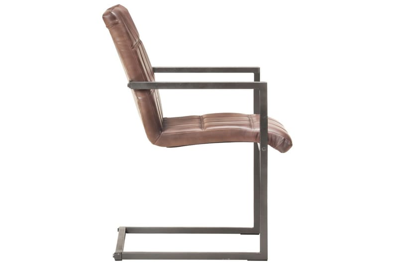 Spisebordsstole med cantilever 2 stk. ægte læder rustikbrun - Brun - Spisebordsstole & køkkenstole