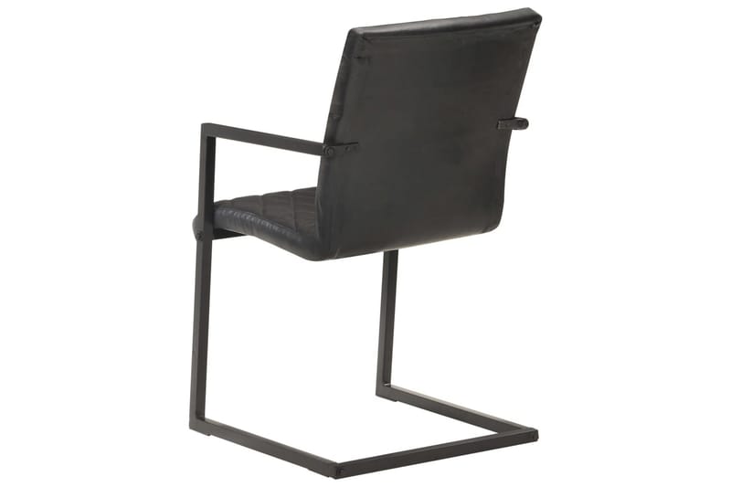 spisebordsstole med cantilever 2 stk. ægte læder sort - Sort - Spisebordsstole & køkkenstole