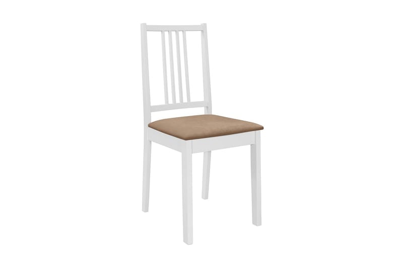 Spisebordsstole Med Hynder 4 Stk. Massivt Træ Hvid - Hvid - Spisebordsstole & køkkenstole - Armstole