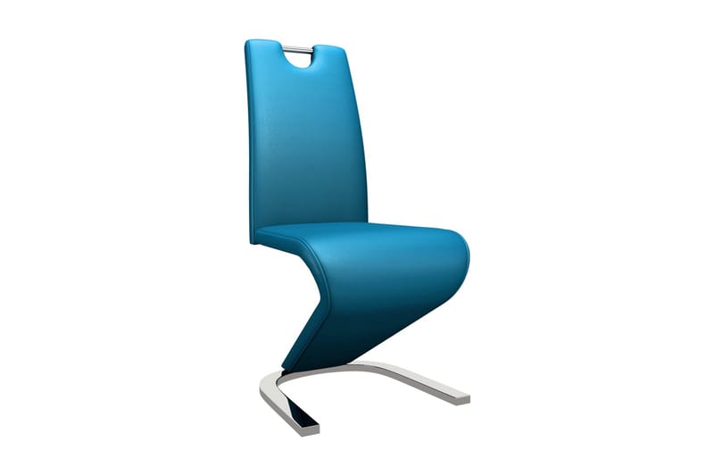 Spisebordsstole med zigzagform 2 stk. kunstlæder blå - Blå - Spisebordsstole & køkkenstole - Armstole