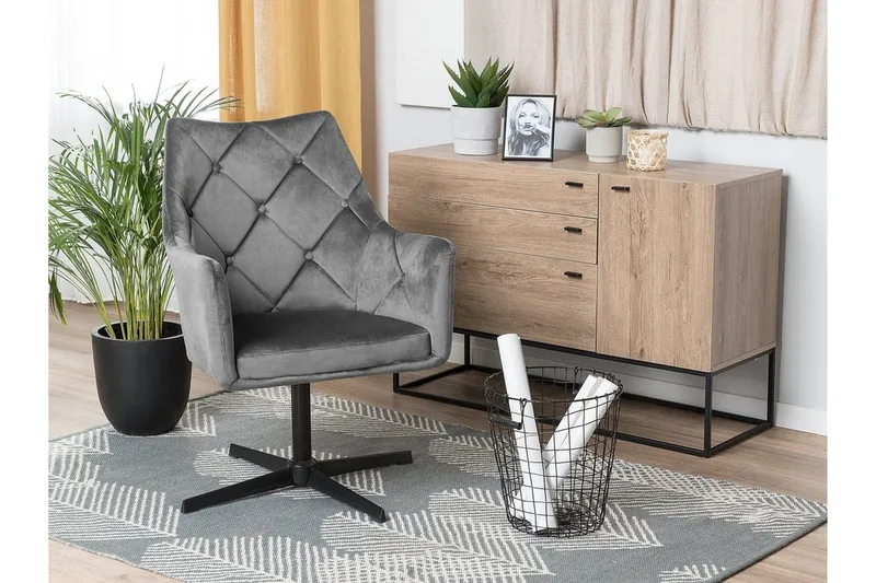 Najor Stol Velour - Grå - Møbler - Stole & lænestole - Spisebordsstole & køkkenstole