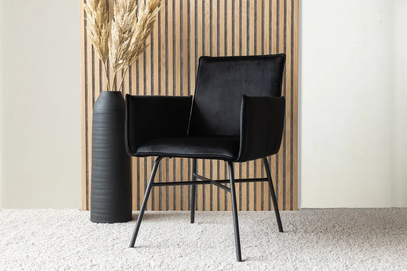 Petra Armstol - Velour/Sort - Møbler - Stole & lænestole - Spisebordsstole & køkkenstole