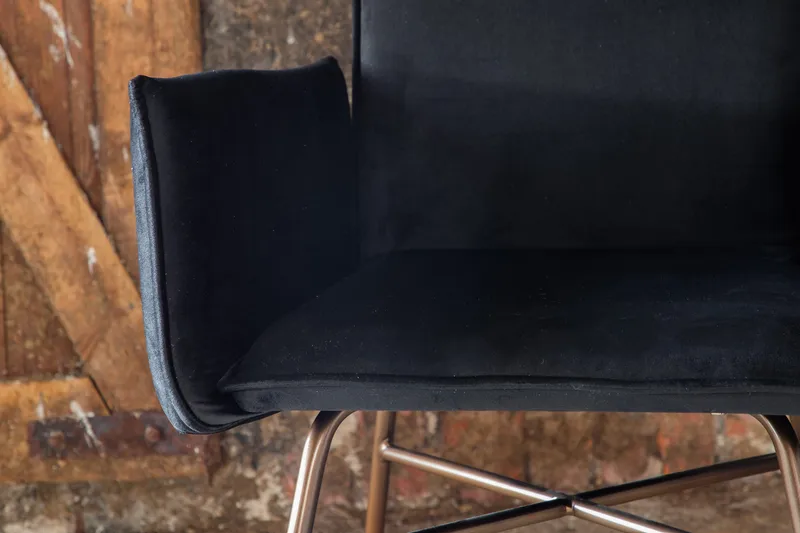 Petra Karmstol - Fløyel/Svart/Kobber - Møbler - Stole & lænestole - Spisebordsstole & køkkenstole