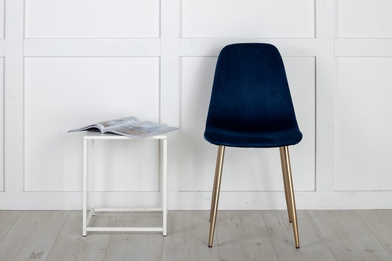 Polar Køkkenstol Velour - Blå/Messing - Møbler - Stole & lænestole - Spisebordsstole & køkkenstole