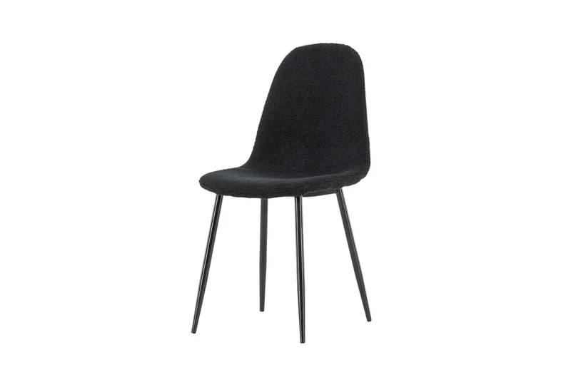 Polar Spisebordsstol i Bouclé med Metalben, Sort