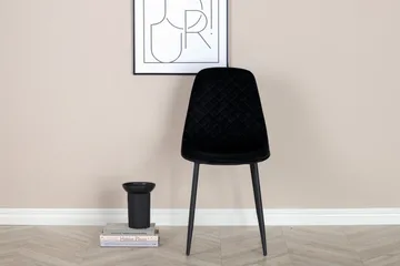 Polar Spisebordsstol i Fløjl med Metalfinish - Sort - Møbler - Stole & lænestole - Spisebordsstole & køkkenstole