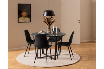 Salaman Spisebordsstol i Stof med Metalben - Sort - Møbler - Stole & lænestole - Spisebordsstole & køkkenstole