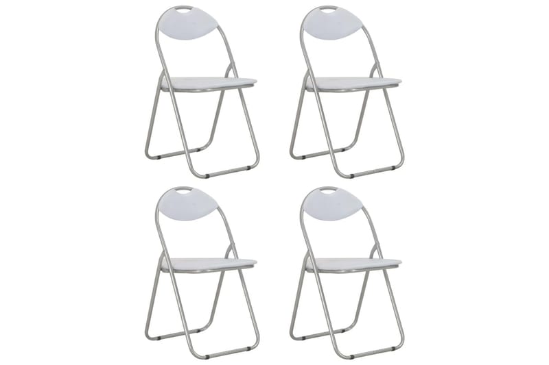 Sammenklappelige Spisebordsstole 4 Stk. Hvid Kunstlæder - Spisebordsstole & køkkenstole