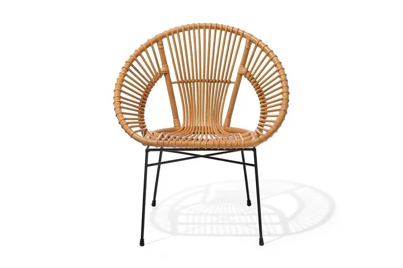Sarita Spisebordsstol i Rattan med Metalben, Lysebrun