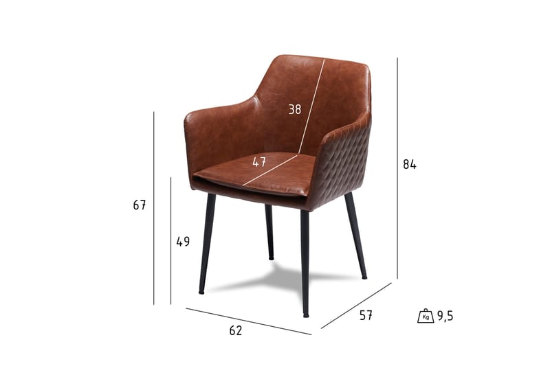 Shiva Køkkenstol Kunstlæder - Lysebrun - Spisebordsstole & køkkenstole - Armstole