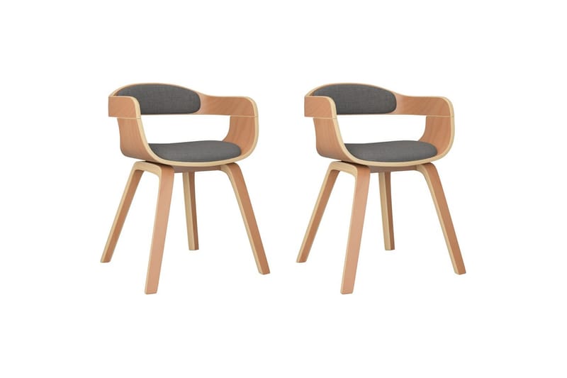 spisebordsstole 2 stk. bøjet træ og stof lysegrå - Grå - Spisebordsstole & køkkenstole - Armstole