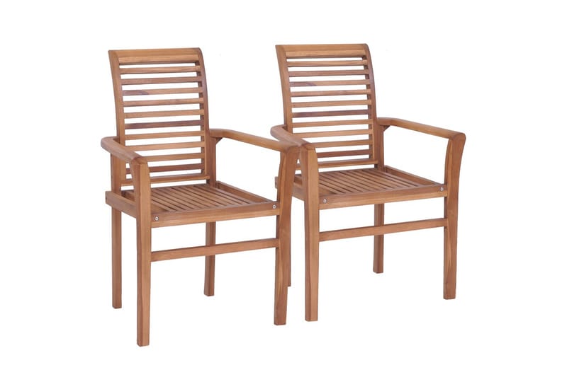 Spisebordsstole 2 Stk. Med Grønne Hynder massivt teaktræ - Spisebordsstole & køkkenstole - Armstole