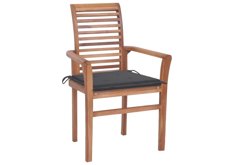 Spisebordsstole 2Stk. Med Antracitgrå Hynder massivt teaktræ - Spisebordsstole & køkkenstole - Armstole