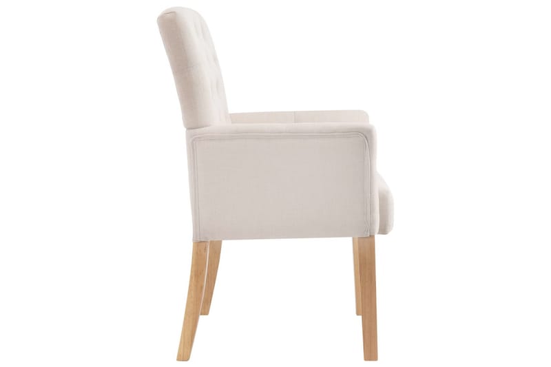 Spisebordsstole med armlæn 2 stk. stof beige - Beige - Spisebordsstole & køkkenstole