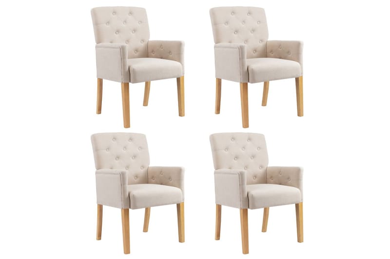 Spisebordsstole med armlæn 4 stk. stof beige - Beige - Møbler - Stole & lænestole - Spisebordsstole & køkkenstole