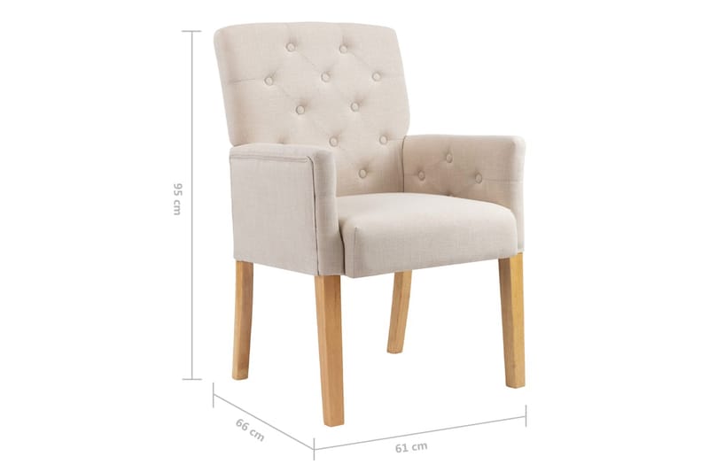 Spisebordsstole med armlæn 4 stk. stof beige - Beige - Spisebordsstole & køkkenstole