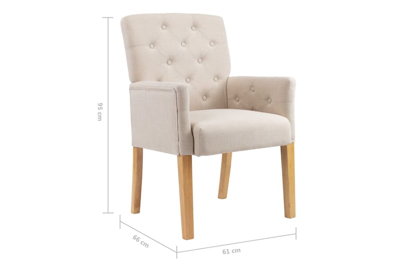 Spisebordsstole med armlæn 6 stk. stof beige - Beige - Møbler - Stole & lænestole - Spisebordsstole & køkkenstole