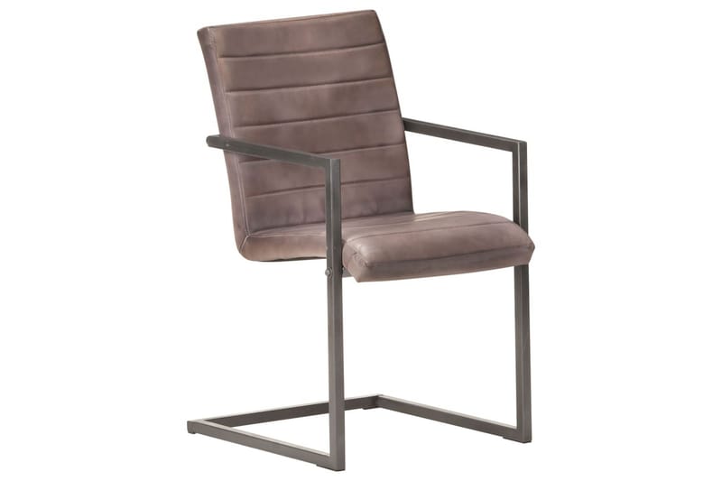 Spisebordsstole med cantilever 2 stk. ægte læder brun - Brun - Møbler - Stole & lænestole - Spisebordsstole & køkkenstole