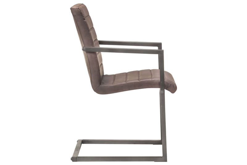 Spisebordsstole med cantilever 2 stk. ægte læder brun - Brun - Spisebordsstole & køkkenstole