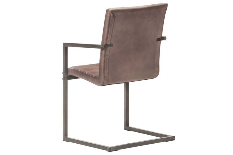 Spisebordsstole med cantilever 2 stk. ægte læder brun - Brun - Møbler - Stole & lænestole - Spisebordsstole & køkkenstole