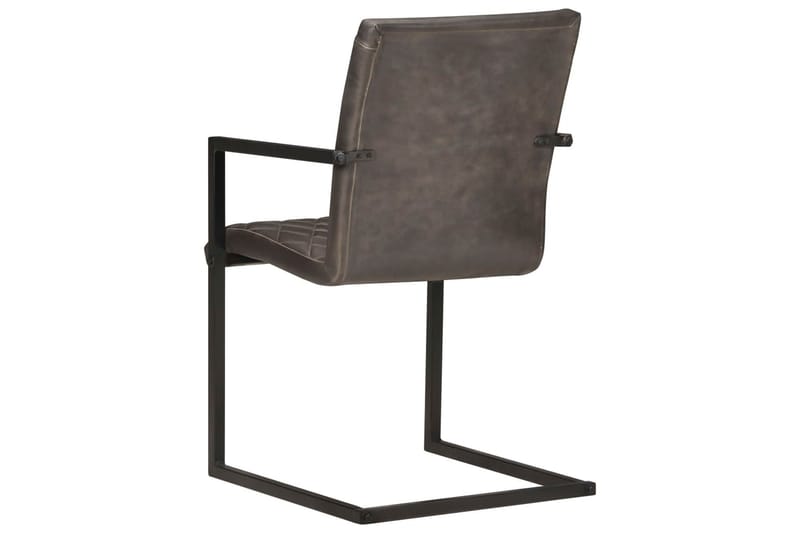 spisebordsstole med cantilever 2 stk. ægte læder grå - Grå - Spisebordsstole & køkkenstole