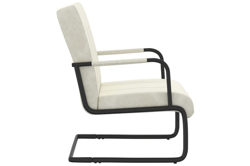 stol med cantilever fløjl cremehvid - Creme - Spisebordsstole & køkkenstole