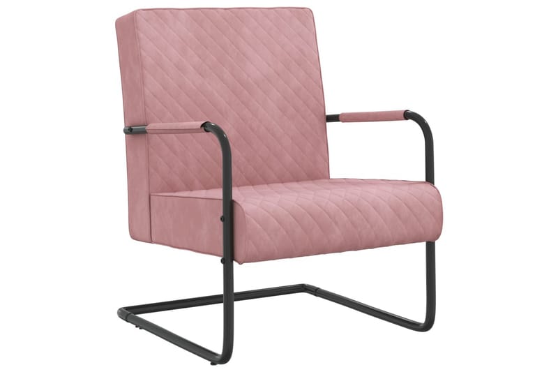 stol med cantilever fløjl lyserød - Lyserød - Spisebordsstole & køkkenstole