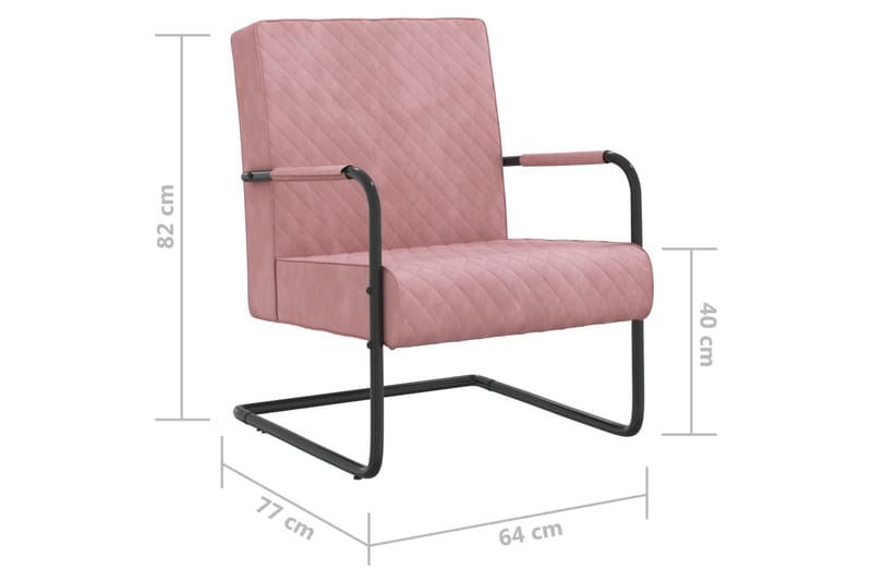 stol med cantilever fløjl lyserød - Lyserød - Spisebordsstole & køkkenstole