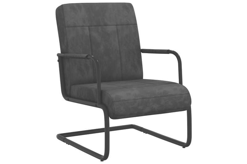 stol med cantilever fløjl mørkegrå - Grå - Spisebordsstole & køkkenstole