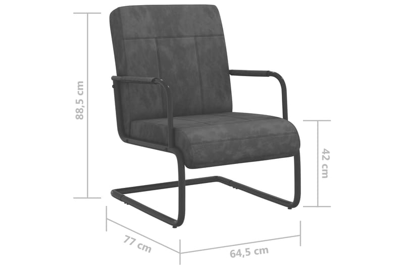stol med cantilever fløjl mørkegrå - Grå - Møbler - Stole & lænestole - Spisebordsstole & køkkenstole