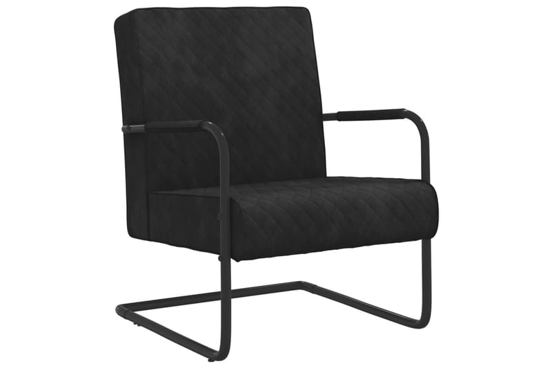 stol med cantilever fløjl sort - Sort - Spisebordsstole & køkkenstole