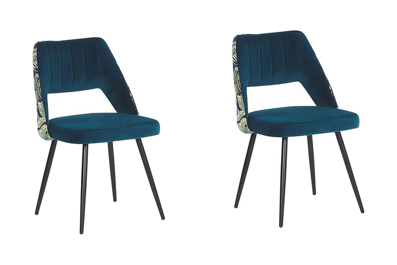Taley Stol 2 stk - Blå/Velour - Spisebordsstole & køkkenstole