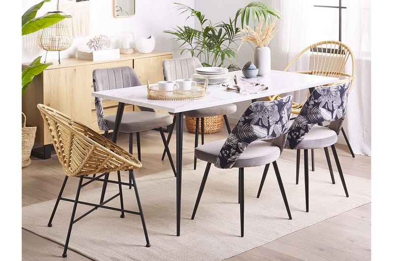 Taley Stol 2 stk - Grå/Velour - Spisebordsstole & køkkenstole
