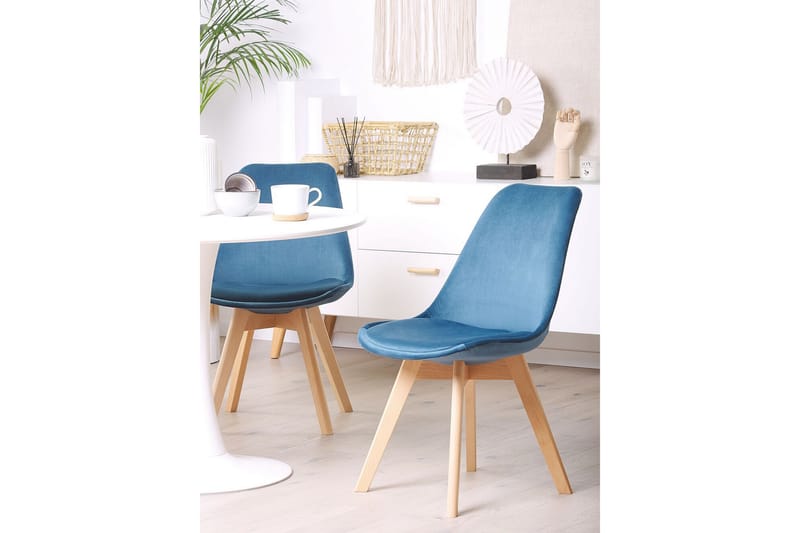 Tulunda II Velourstol 2-pak - Blå - Spisebordsstole & køkkenstole