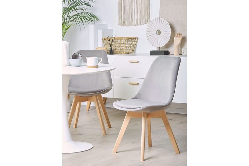 Tulunda II Velourstol 2-pak - Grå - Møbler - Stole & lænestole - Spisebordsstole & køkkenstole