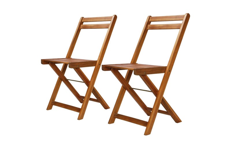 Udendørs Bistrostole 2 Stk. Massivt Akacietræ - Brun - Møbler - Stole & lænestole - Spisebordsstole & køkkenstole