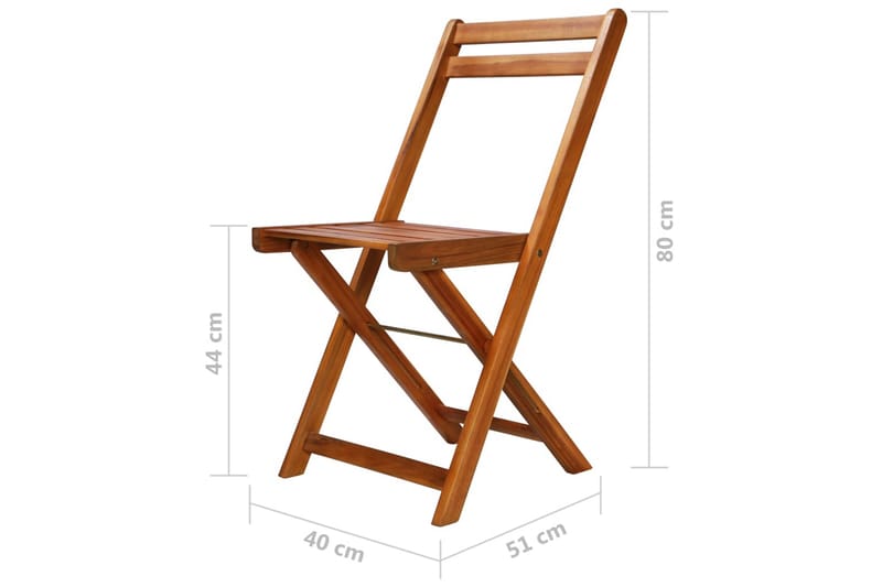 Udendørs Bistrostole 2 Stk. Massivt Akacietræ - Brun - Møbler - Stole & lænestole - Spisebordsstole & køkkenstole