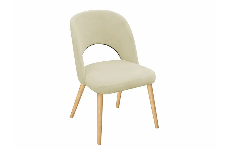 Uptown Spisebordsstol i Stof med Trebeen, Lysebeige